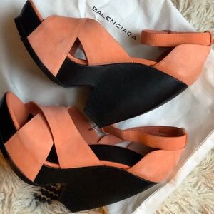 Balenciaga Daim Criss-Cross Wedge Sandal 👡